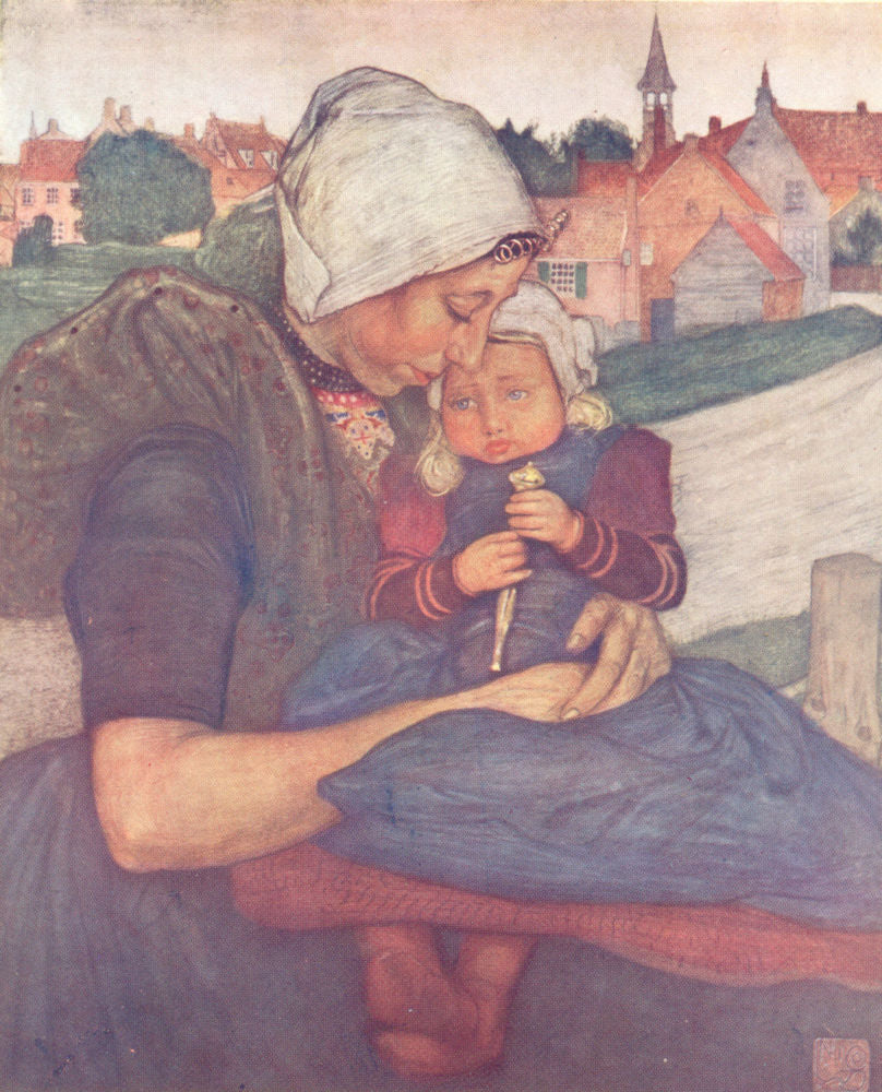 NETHERLANDS. Zeeland. A mother and child of Axel 1904 old antique print